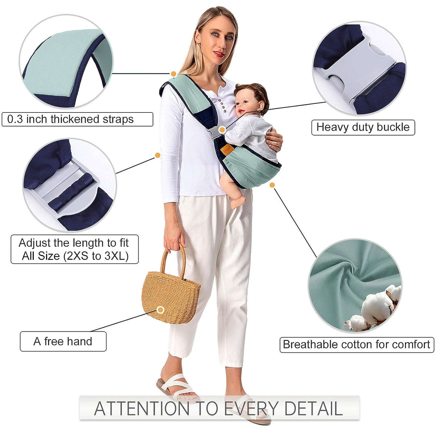 Baby Carrier Wrap - (0 to 3 years) - Strong, Padded & Foldable