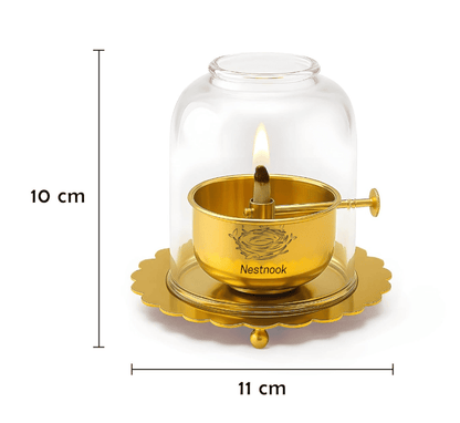 Shree 1008 Akhand Jyot Diya with screw & glass cover - Buy1 Get 1 OFFER