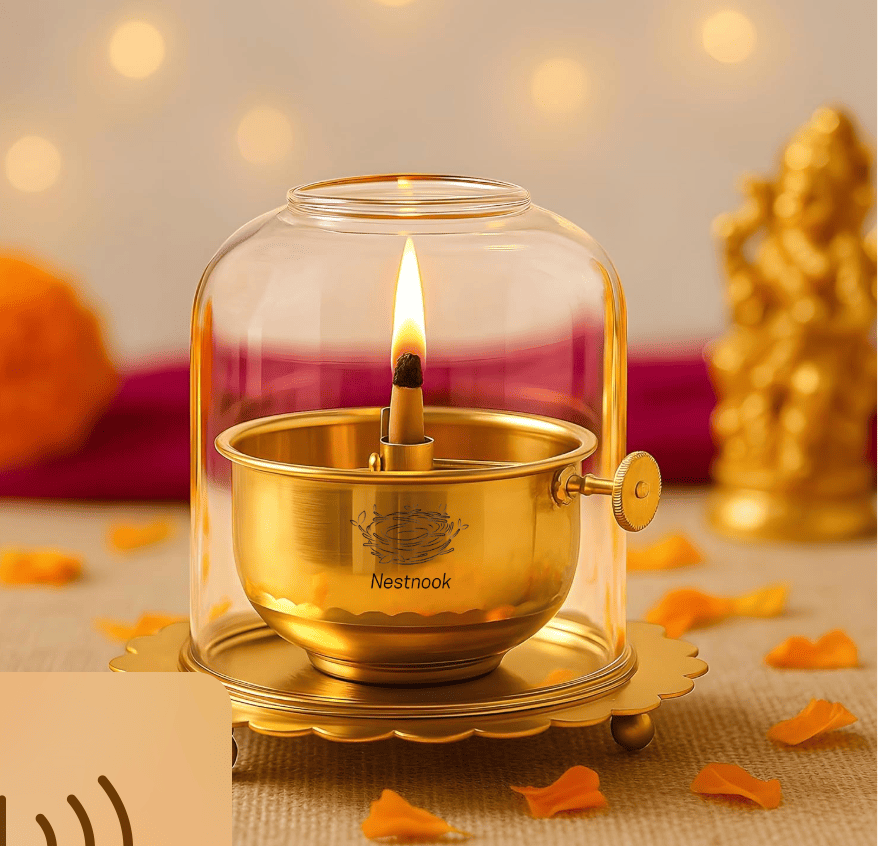 Shree 1008 Akhand Jyot Diya with screw & glass cover - Buy1 Get 1 OFFER