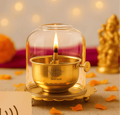 Shree 1008 Akhand Jyot Diya with screw & glass cover - Buy1 Get 1 OFFER