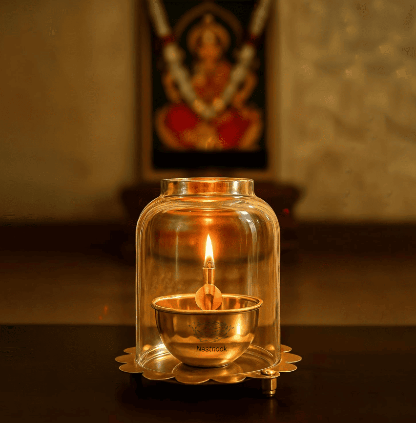 Shree 1008 Akhand Jyot Diya with screw & glass cover - Buy1 Get 1 OFFER