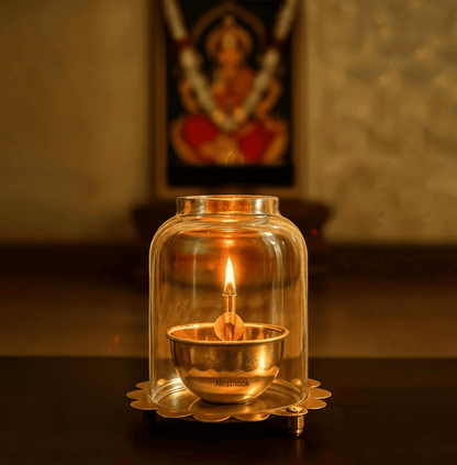 Shree 1008 Akhand Jyot Diya with screw & glass cover - Buy1 Get 1 OFFER