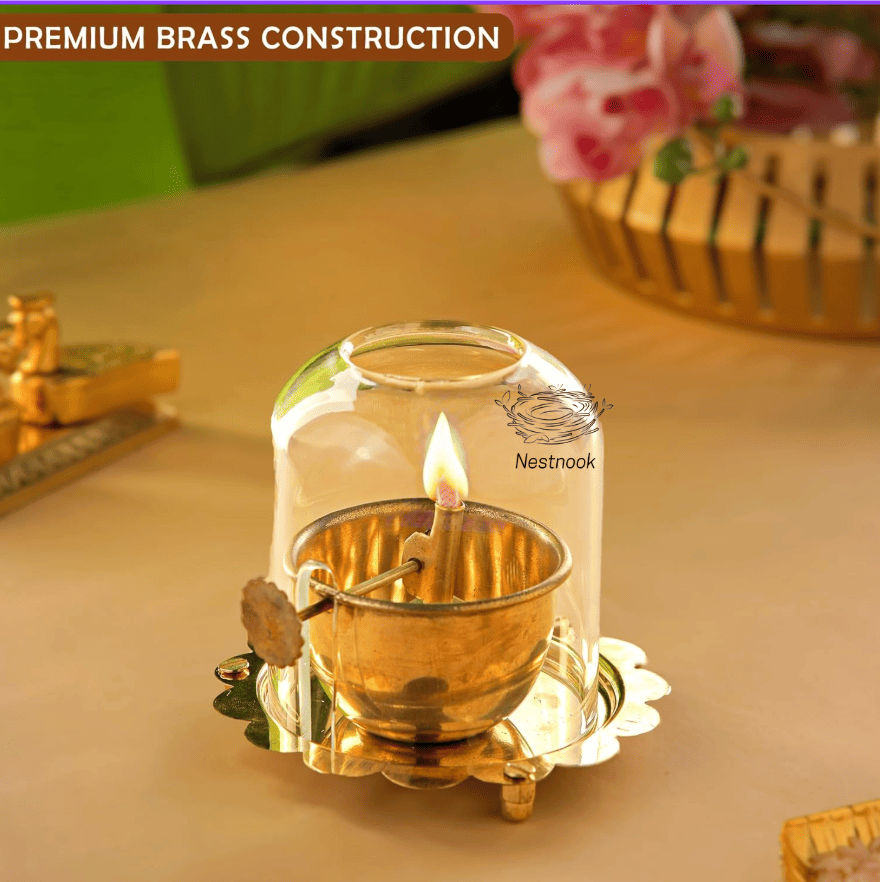 Shree 1008 Akhand Jyot Diya with screw & glass cover - Buy1 Get 1 OFFER