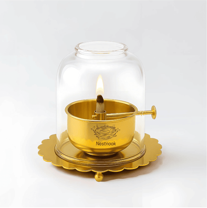 Shree 1008 Akhand Jyot Diya with screw & glass cover - Buy1 Get 1 OFFER