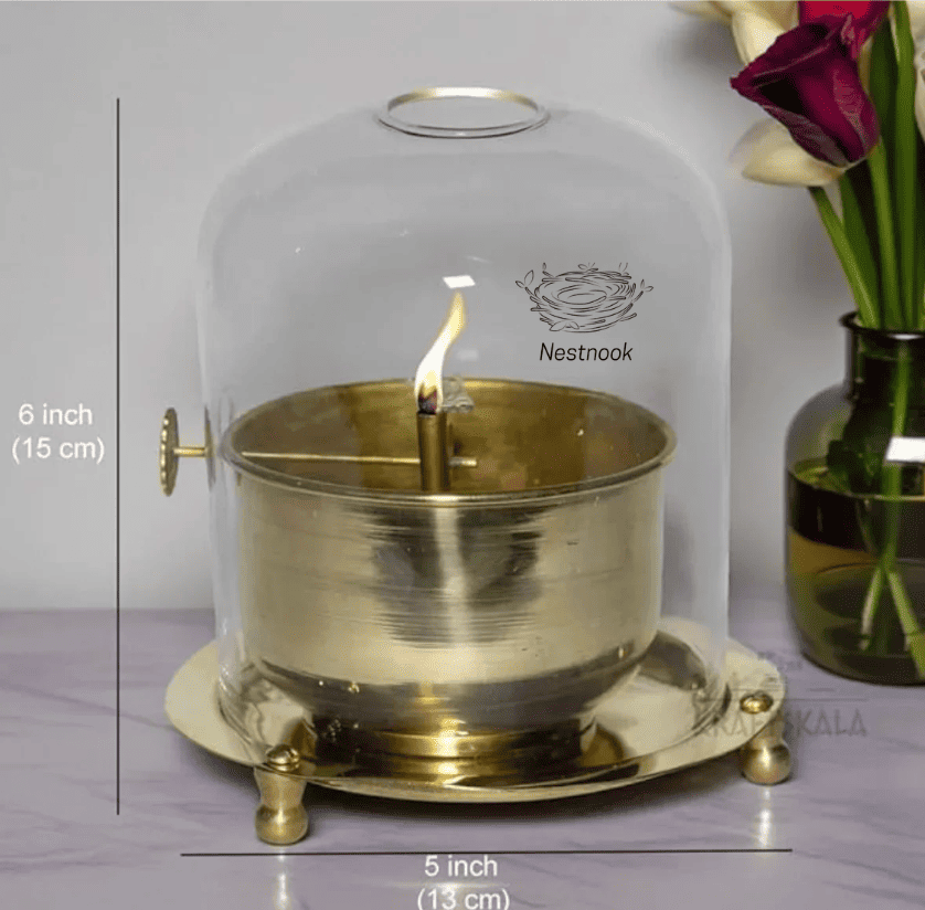 Shree 1008 Akhand Jyot Diya with screw & glass cover - Buy1 Get 1 OFFER
