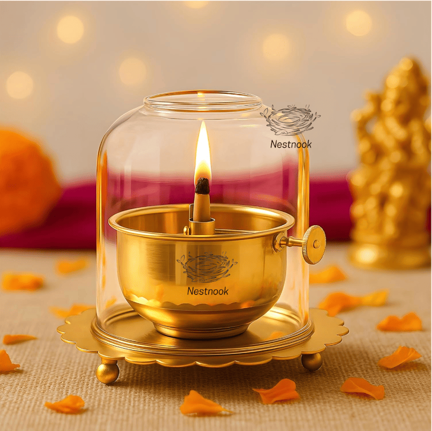 Shree 1008 Akhand Jyot Diya with screw & glass cover - Buy1 Get 1 OFFER